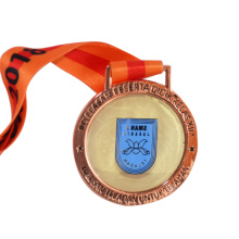 Factory Custom Made Metal Medals Colorful Enamel Basketball Award Medallion with Ribbon